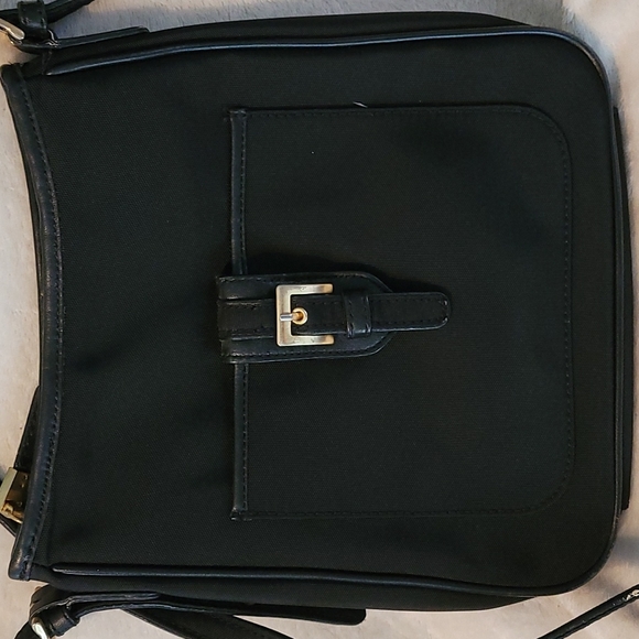 Talbots Black Nylon Crossbody Bag with Adjustable Strap and Gold Buckle Trim - Picture 2 of 8
